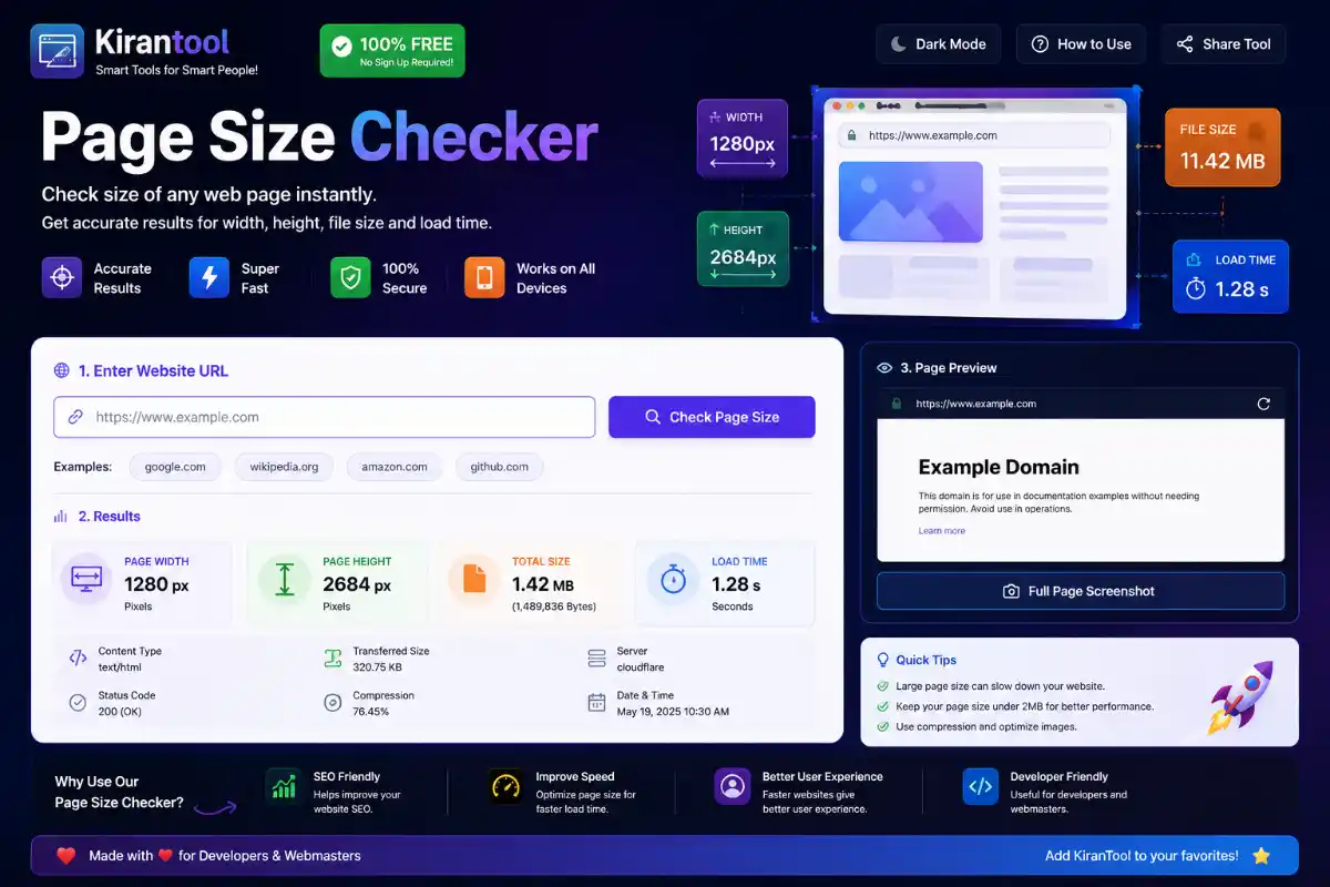 Free Page Size Checker – Check Website Page Size & Load Time Online