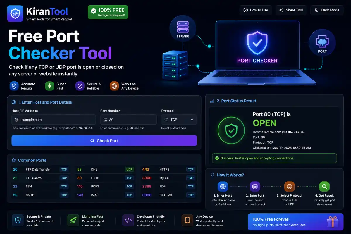 Free Port Checker Tool – Check Open & Closed Ports Online
