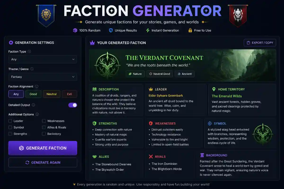 Faction Generator