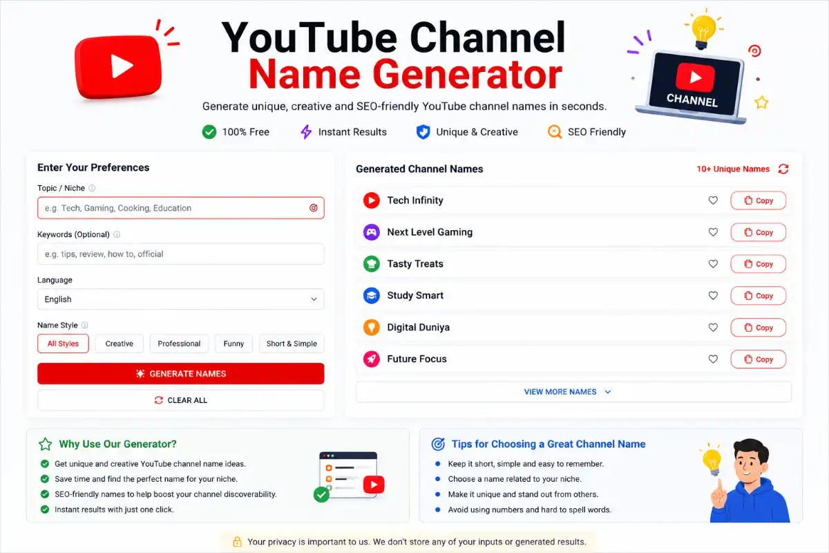 YouTube Channel Name generator