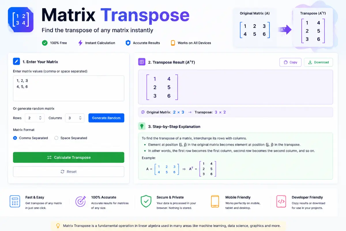matrix transpose calculator